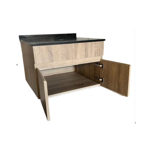 Mueble Lavamanos 80 cm con Cubierta de Cuarzo Negro