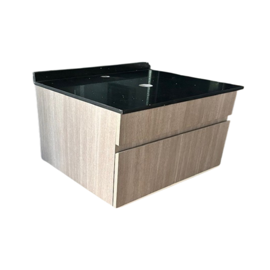 Mueble Suspendido 80 cm con Cubierta de Cuarzo Negro