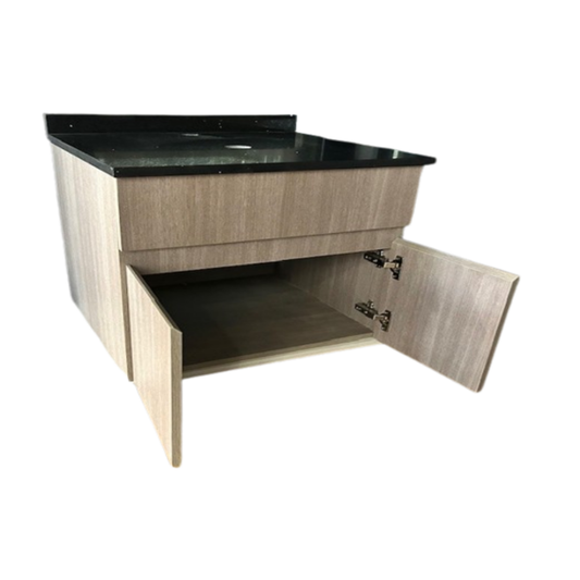 Mueble Suspendido 80 cm con Cubierta de Cuarzo Negro