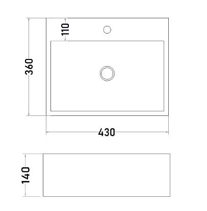 Lavamanos de Sobreponer Rectangular 43 x 36 cm Ede