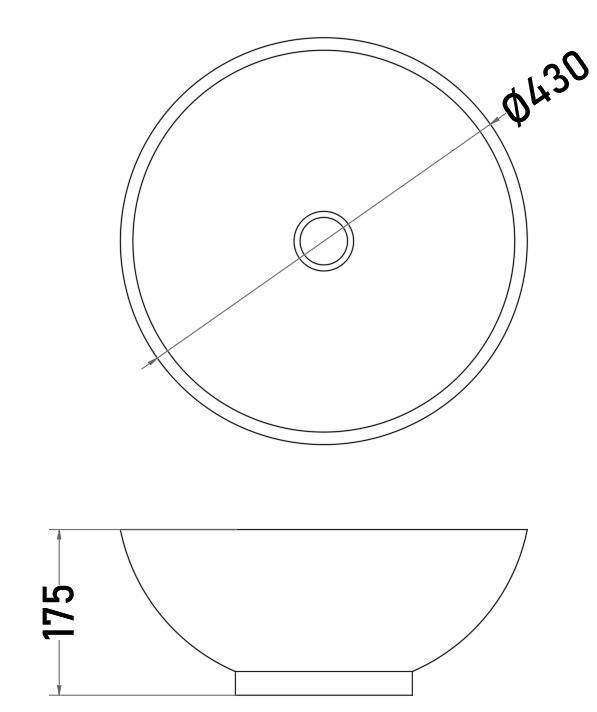 Lavamanos de Sobreponer Redondo 44 cm Blanco con Rebalse