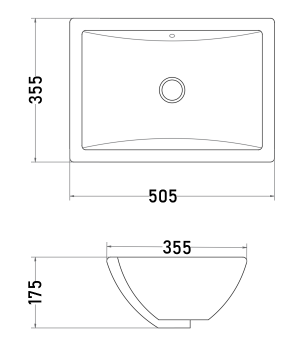Lavamanos Bajo Cubierta Rectangular 50,5 x 35,5 cm Cerámica Blanco
