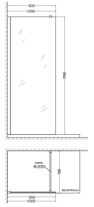 Shower Door Panel Fijo 80cm Vidrio Templado 8 mm