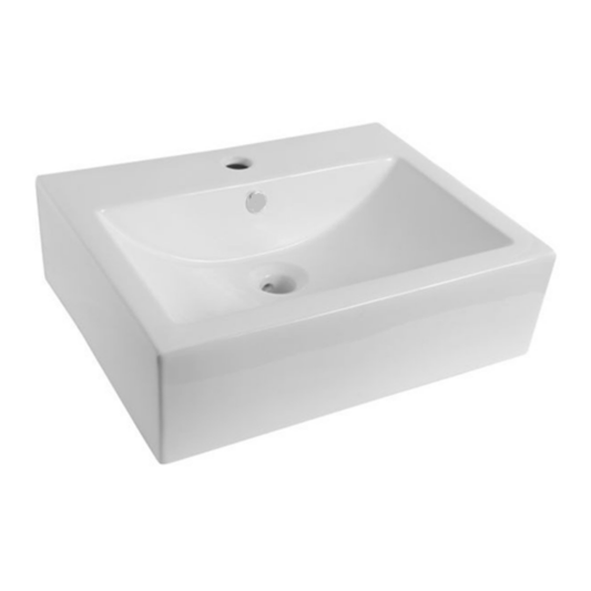 Lavamanos de Sobreponer Rectangular 52 x 41 cm Blanco con Rebalse