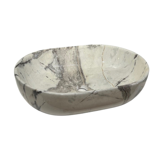 Lavamanos de Sobreponer Linz Ovalado Gris Oscuro Marmoleado 58 cm