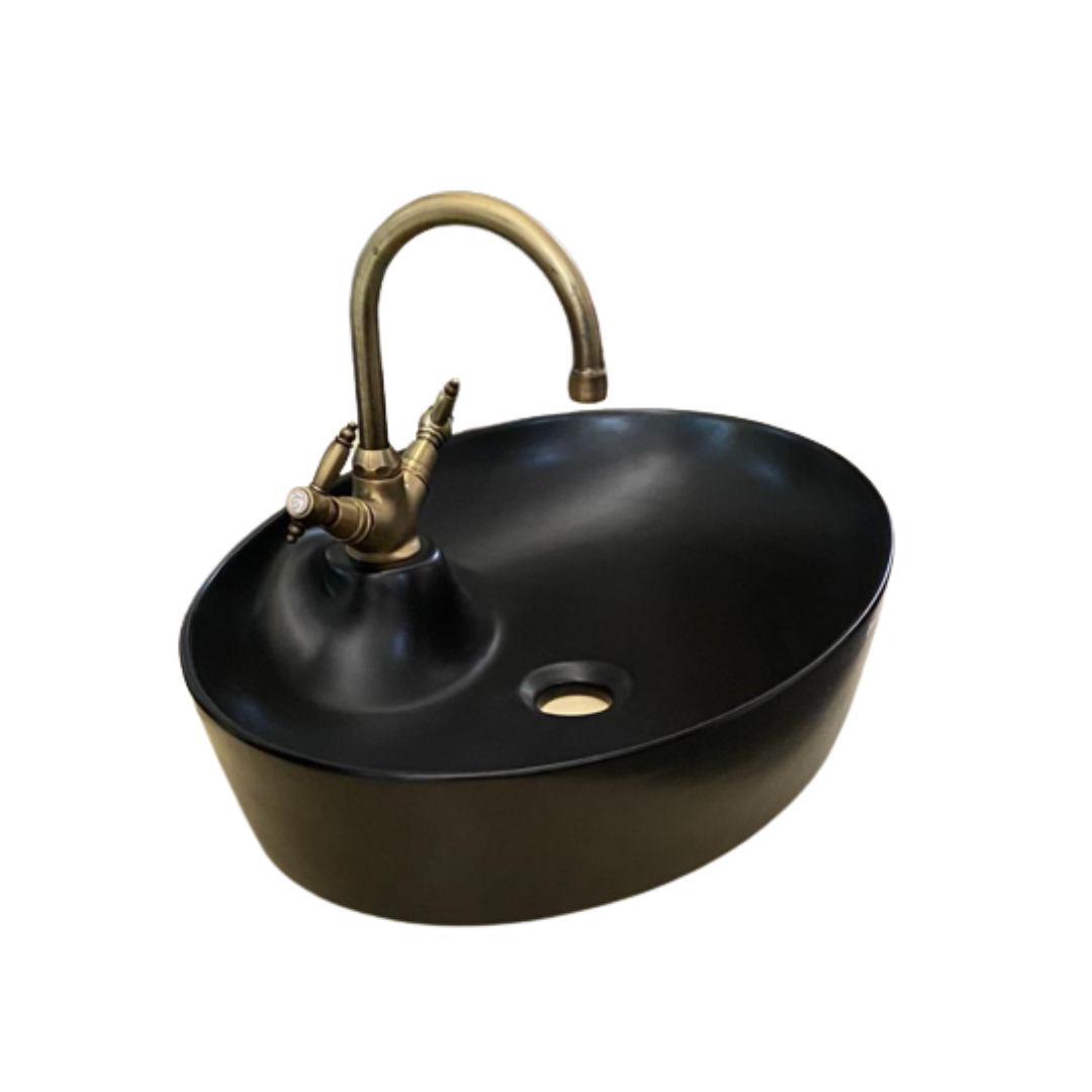 Lavamanos de Sobreponer Ovalado 54 cm Negro Mate Chelm Black