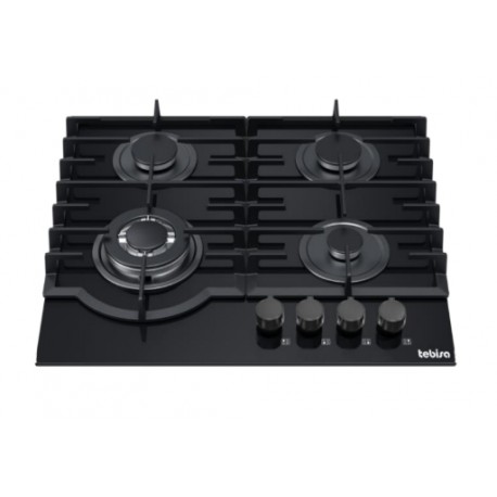 ENCIMERA A GAS Cristal Negro 4 PLATOS TEBISA